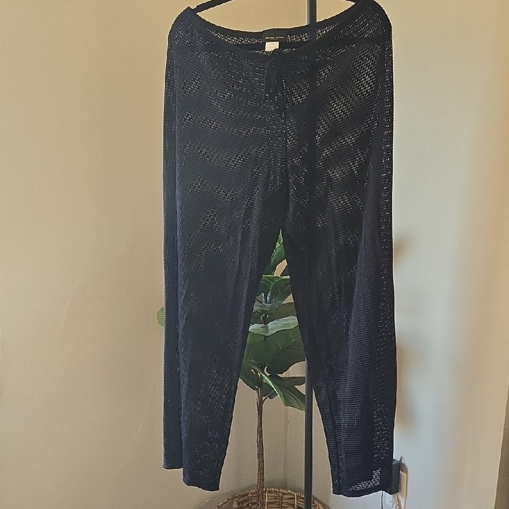 Black Sheer Knit Pants Cover Up